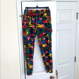 Colorful camo cargo joggers